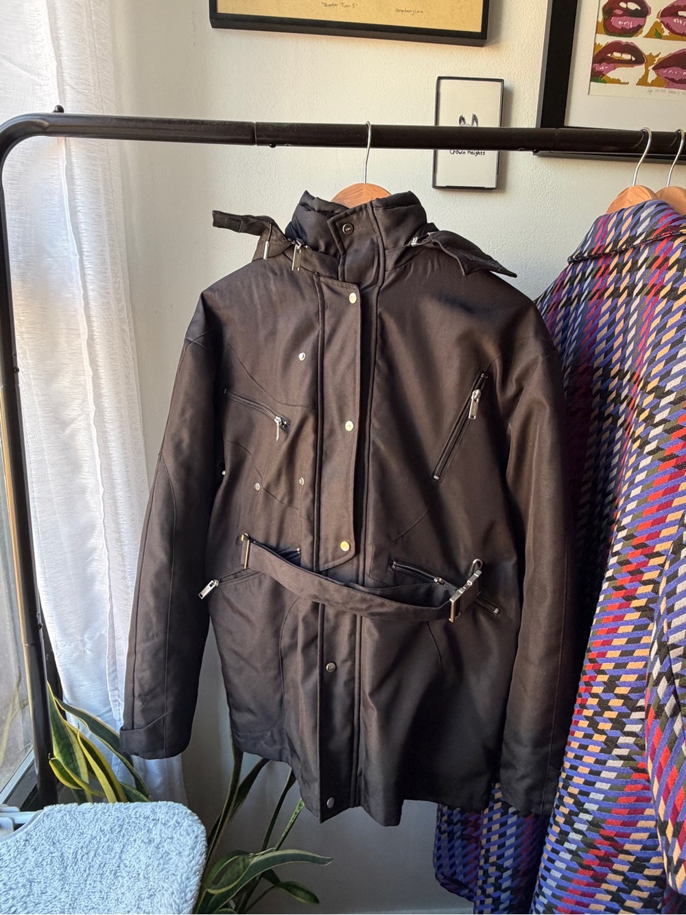 Heliot Emil Black Hooded Parka Jacket